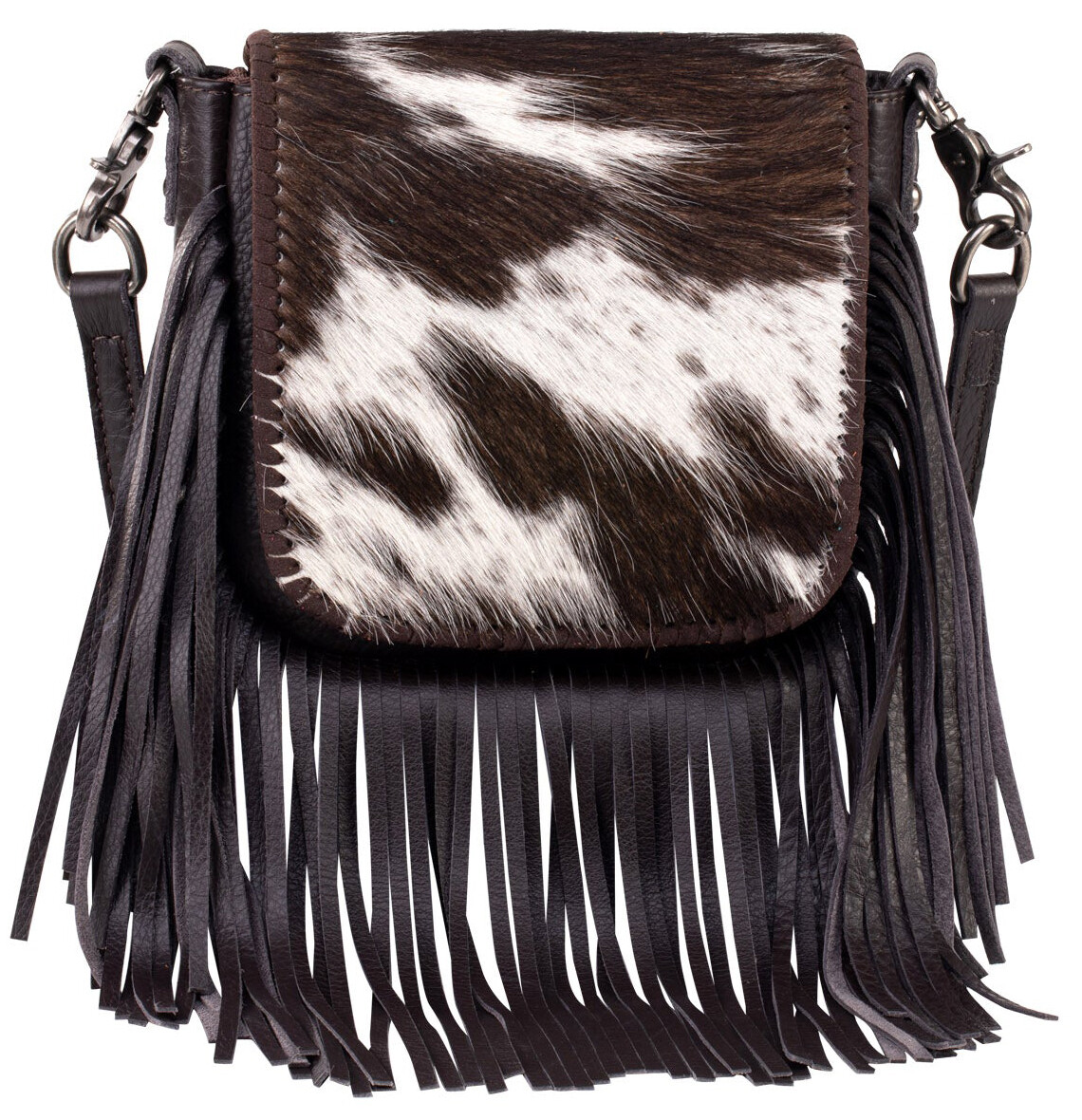 Purse - Crossbody Genuine Leather Hair on Cowhide BRN/WH