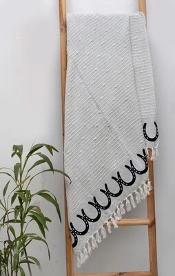 Blanket - Throw with Horse Shoes Grey