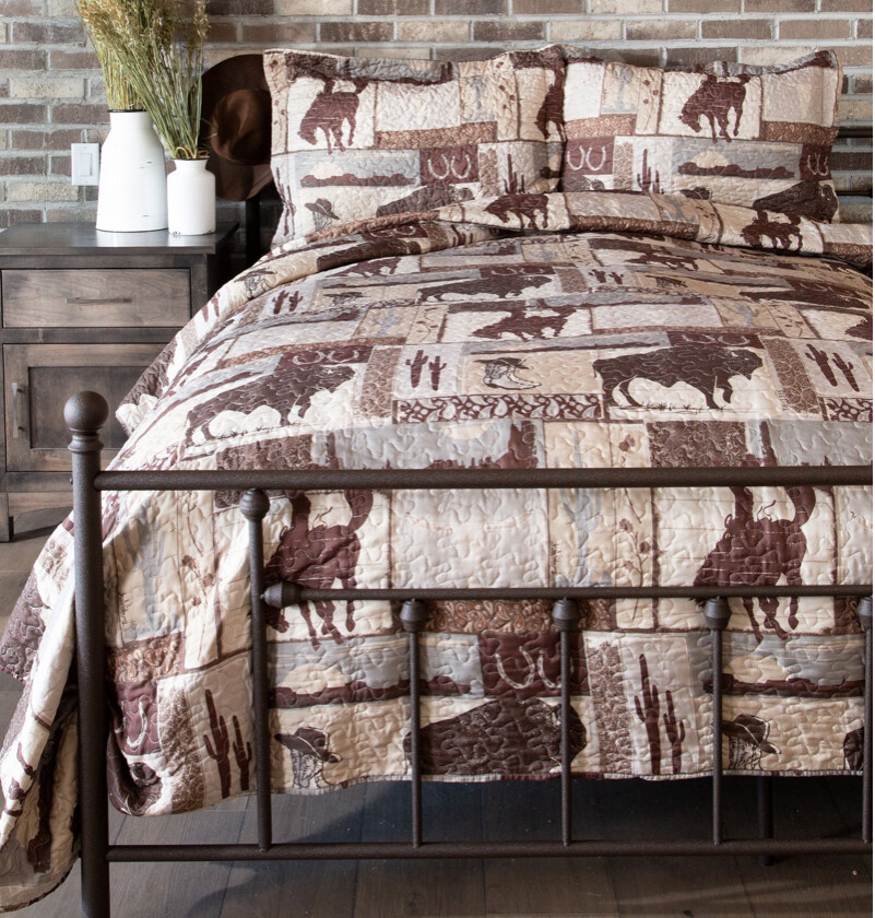 Bedspread - Wrangler Vintage Cowboy South Western Quilt Set-Twin