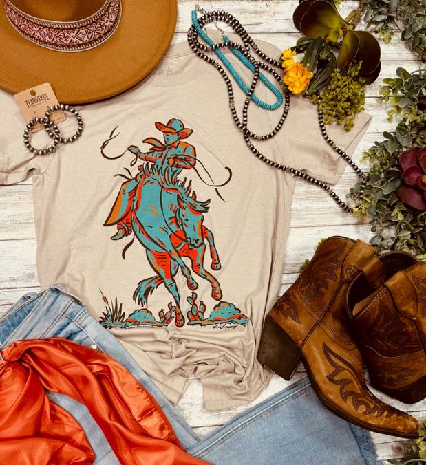 Shirt - Short Sleeve Sunset Cowboy