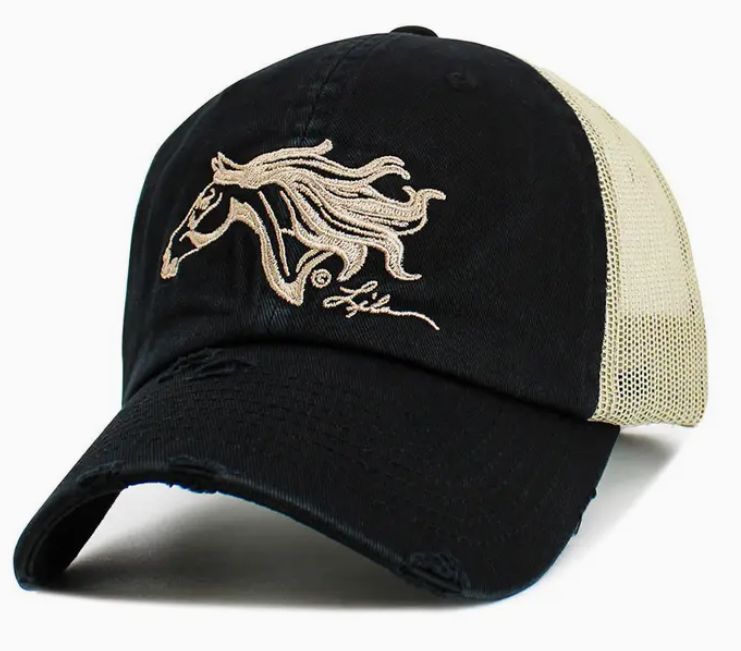 Hat - Lila Vintage Soft Mesh Back - Black/Khaki