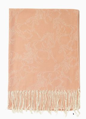 Scarf - Lila Linear Horses  - Rose