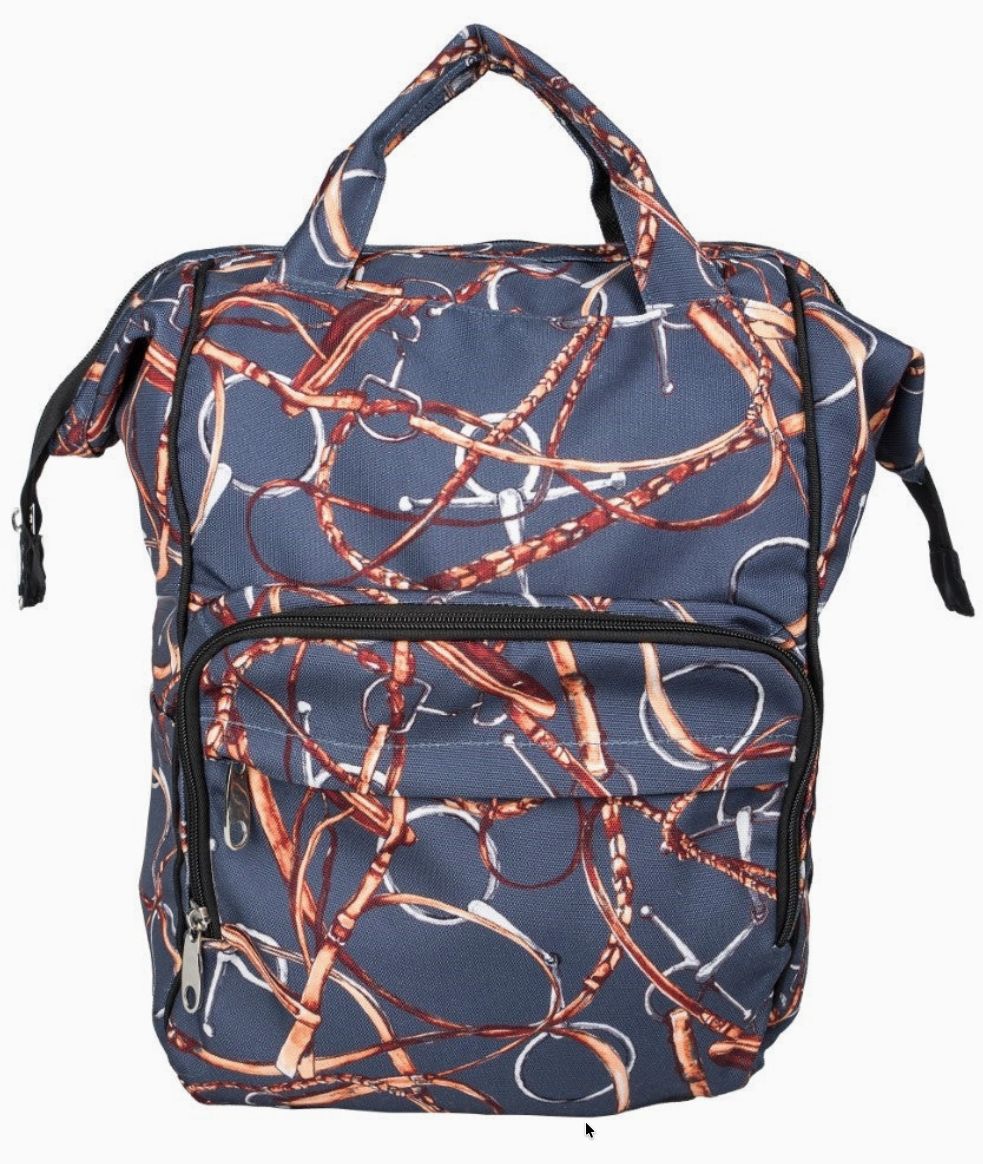 Backpack/Laptop - Lila Vintage Snaffles Bit Bridles - NAVY