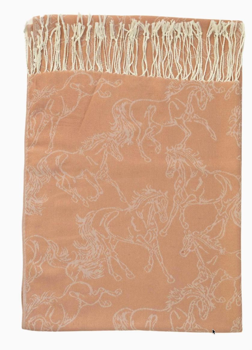 Scarf - Lila Linear Horses  - Mocha