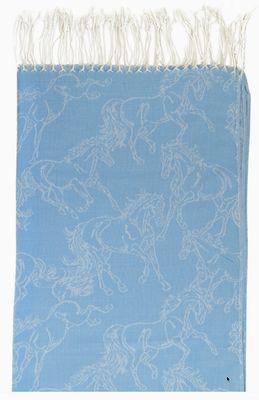 Scarf - Lila Linear Horses  - Blue