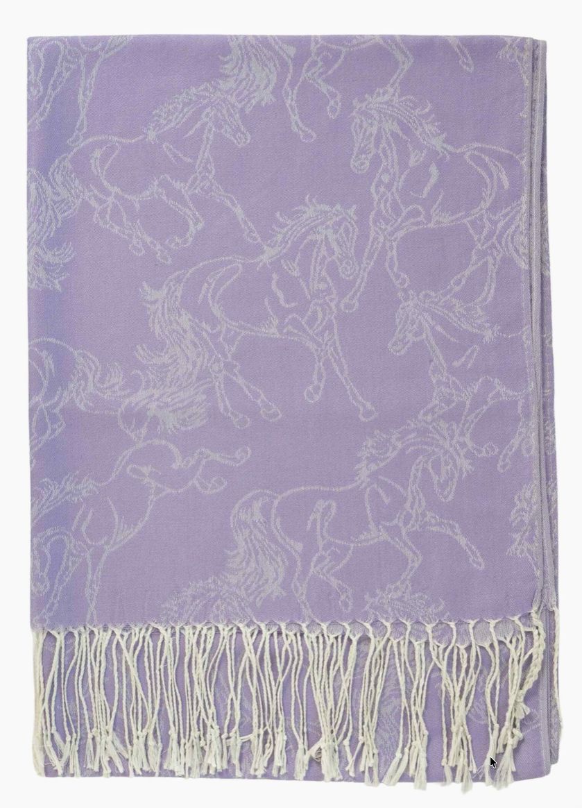 Scarf - Lila Linear Horses  - Violet