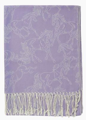 Scarf - Lila Linear Horses  - Violet