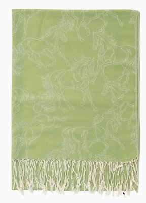 Scarf - Lila Linear Horses  - Olive