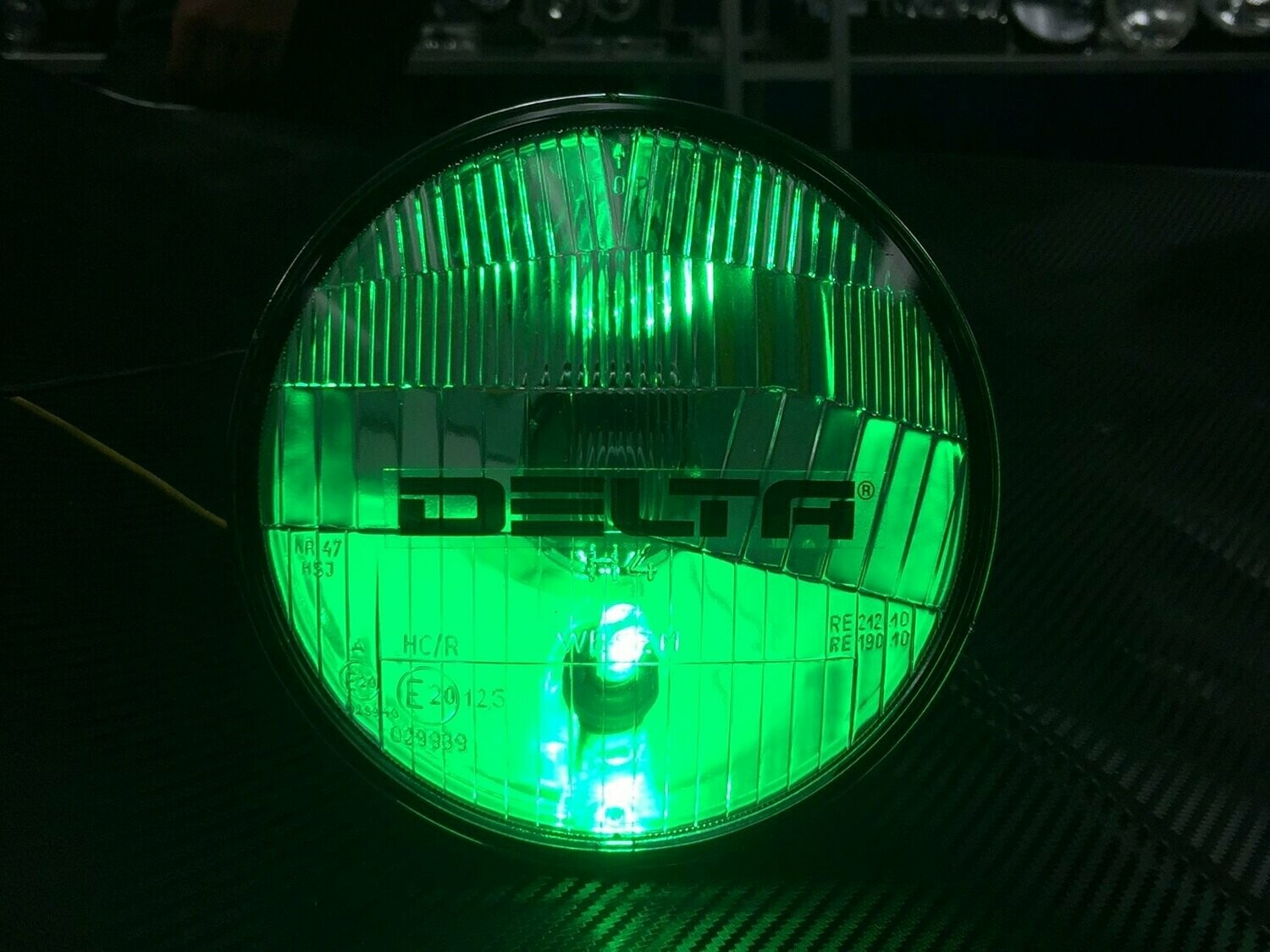 Classic 7&quot; LED Headlight with HALO &amp; Green LED Mood Light (SINGLE)