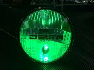 Classic 7&quot; LED Headlight with HALO &amp; Green LED Mood Light (SINGLE)
