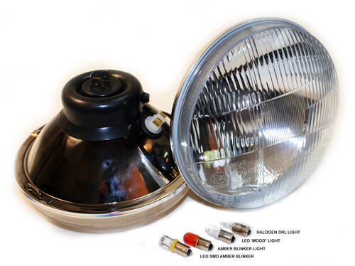 Classic 7&quot; Xenon Headlight Set with White LED City Lights (PAIR)