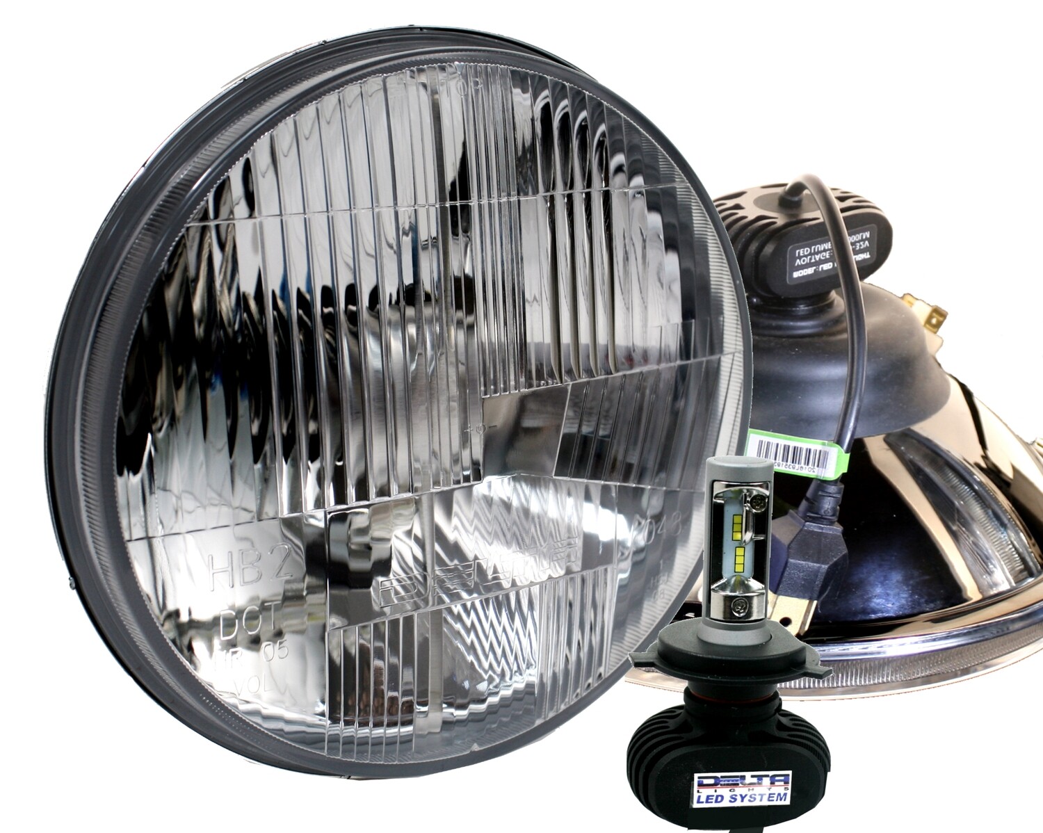 DOT 7&quot; LED Headlight Kit with Amber HALOs &amp; City Lights (PAIR)