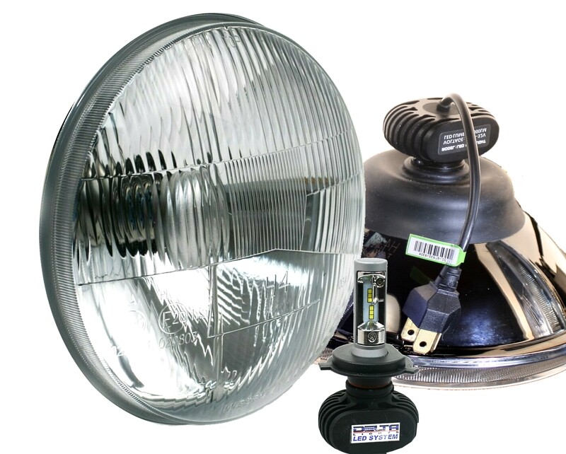 Classic 7&quot; LED Headlight Kit with Amber Blinker Halos (PAIR)