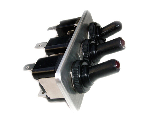 Switch Plate Aluminum w/3 Toggle Switches