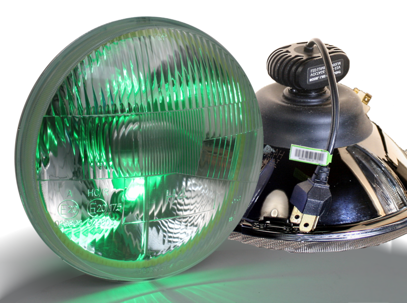 &#39;BOLT&#39; Hi-Power Classic LED Headlights with Green LED Mood Lights for JEEP JK (PAIR)