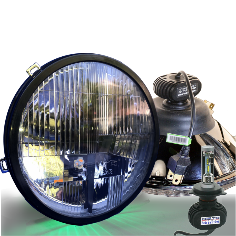 Quad-Bar™ LED Headlight Set with Mini Green LEDs  (PAIR)
