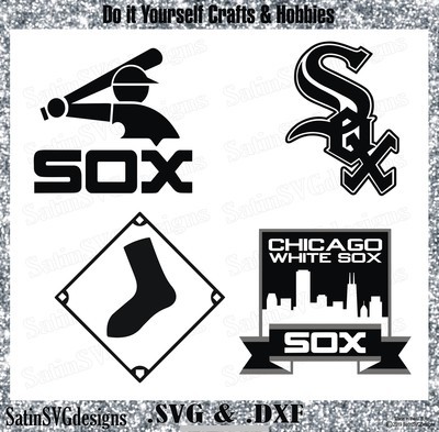 Chicago White Sox Baseball Set Design SVG Files, Cricut, Silhouette Studio, Digital Cut Files