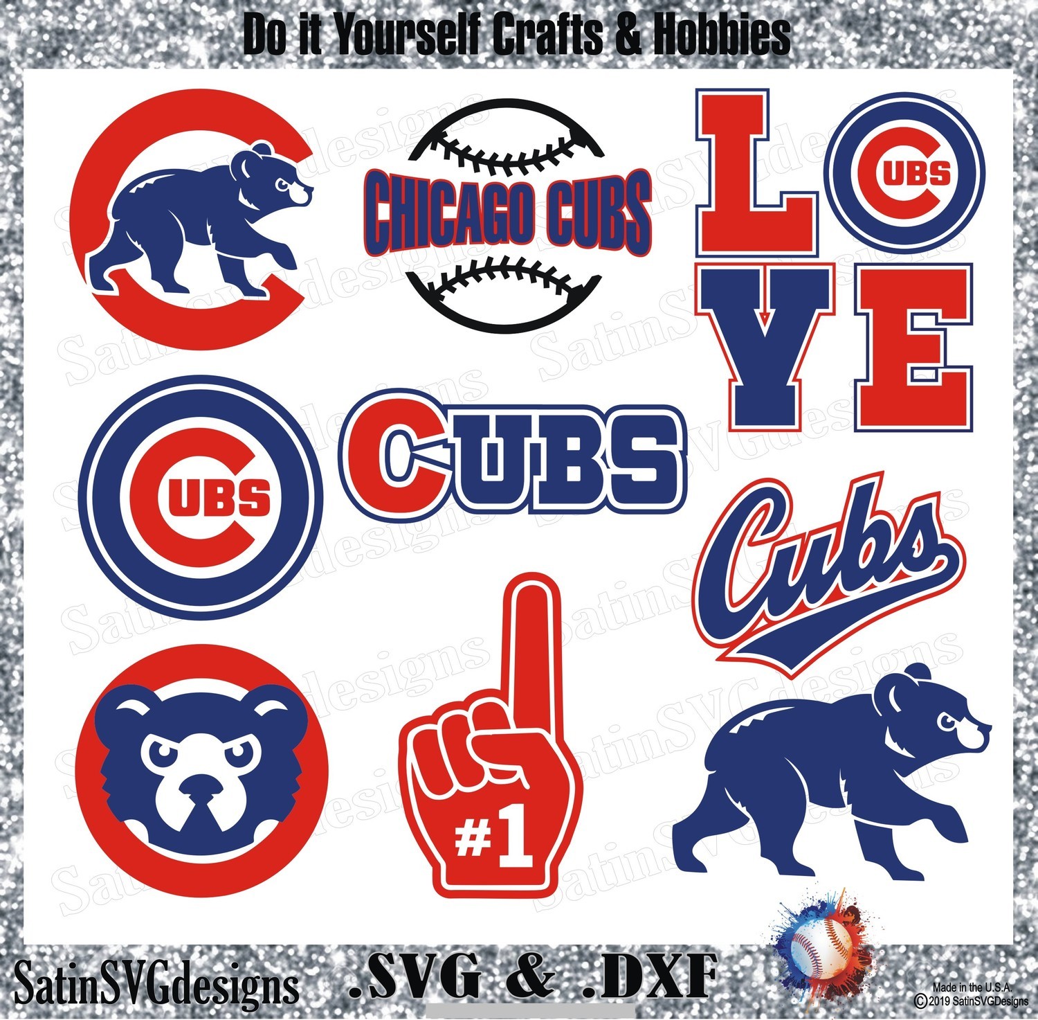 Chicago Cubs Baseball Set Design SVG Files, Cricut, Silhouette Studio, Digital Cut Files