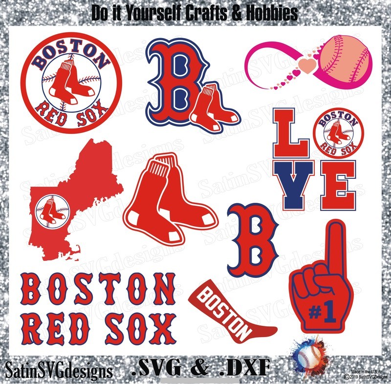 Boston Red Sox Baseball Set Design SVG Files, Cricut, Silhouette Studio, Digital Cut Files