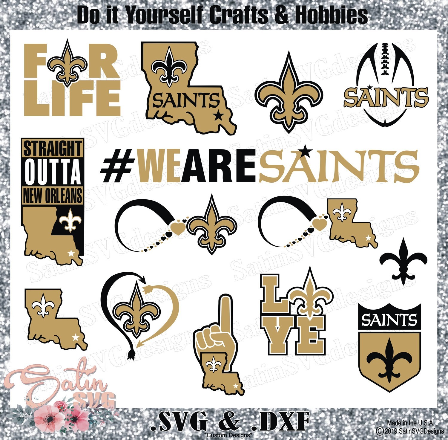 New Orleans Saints Set Design SVG Files, Cricut, Silhouette Studio, Digital Cut Files