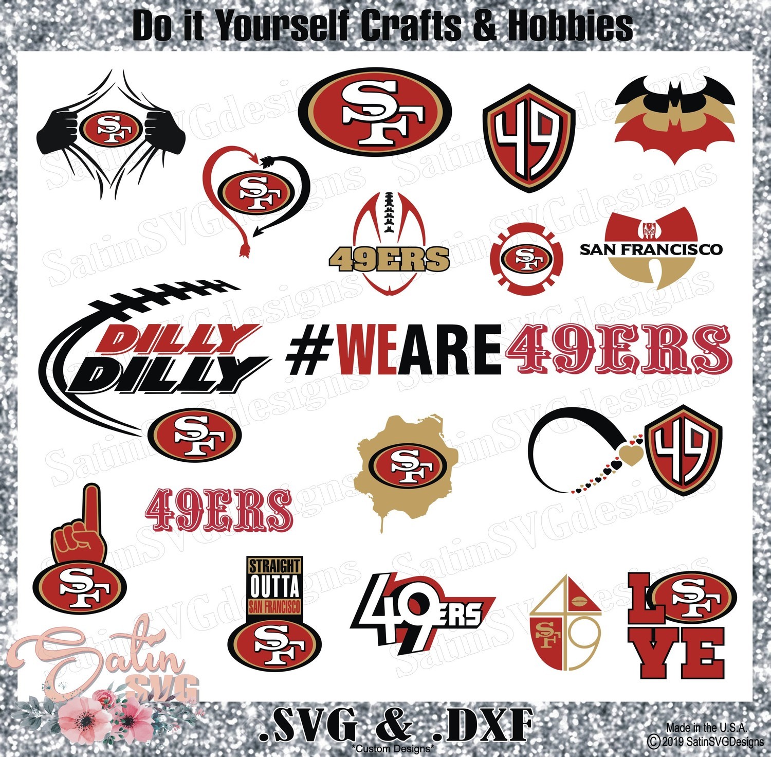 San Francisco 49ers Set Design SVG Files, Cricut, Silhouette Studio, Digital Cut Files