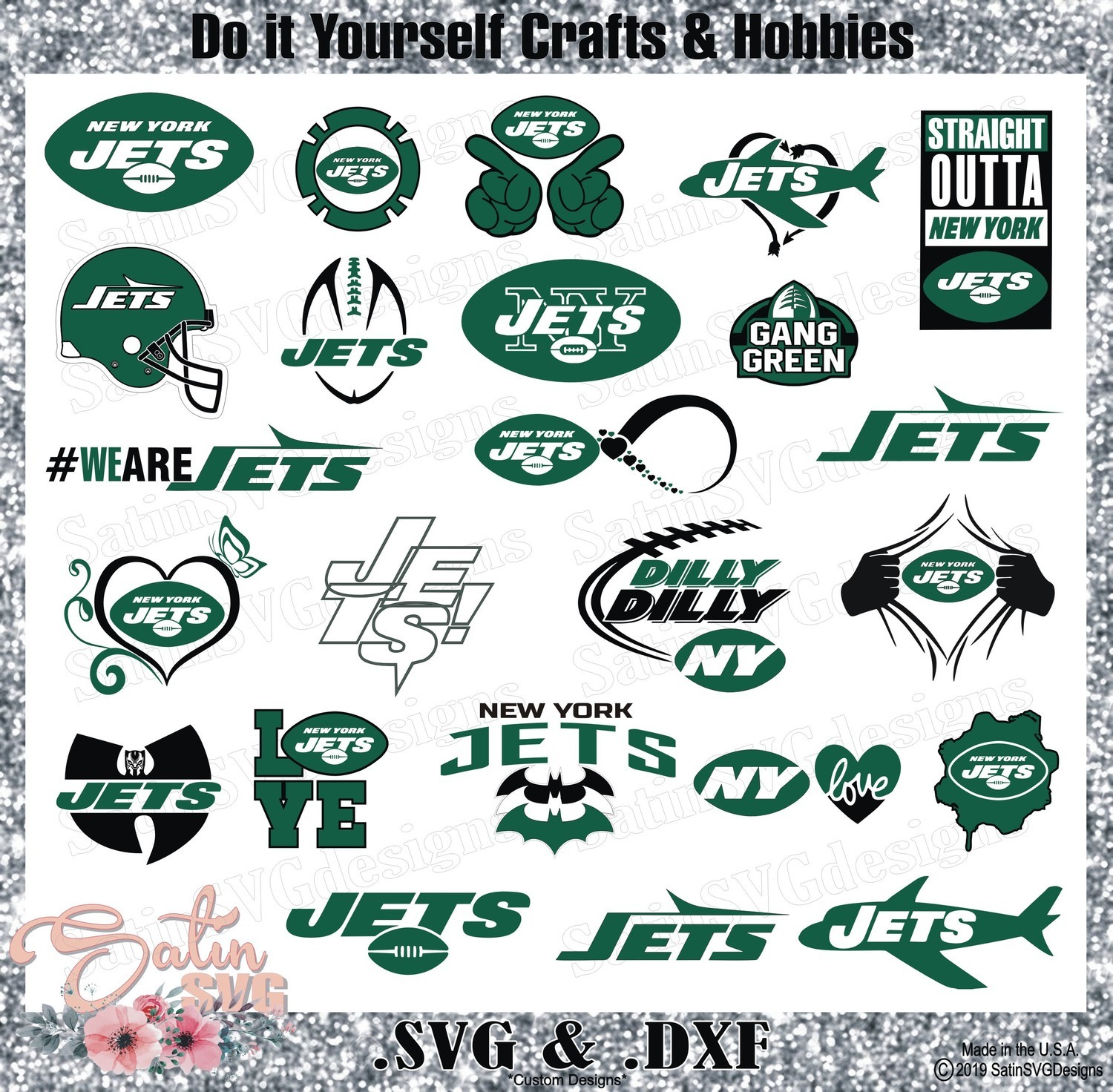 New York Jets Design Set SVG Files, NFL Football - Cricut, Silhouette Studio, Digital Cut Files