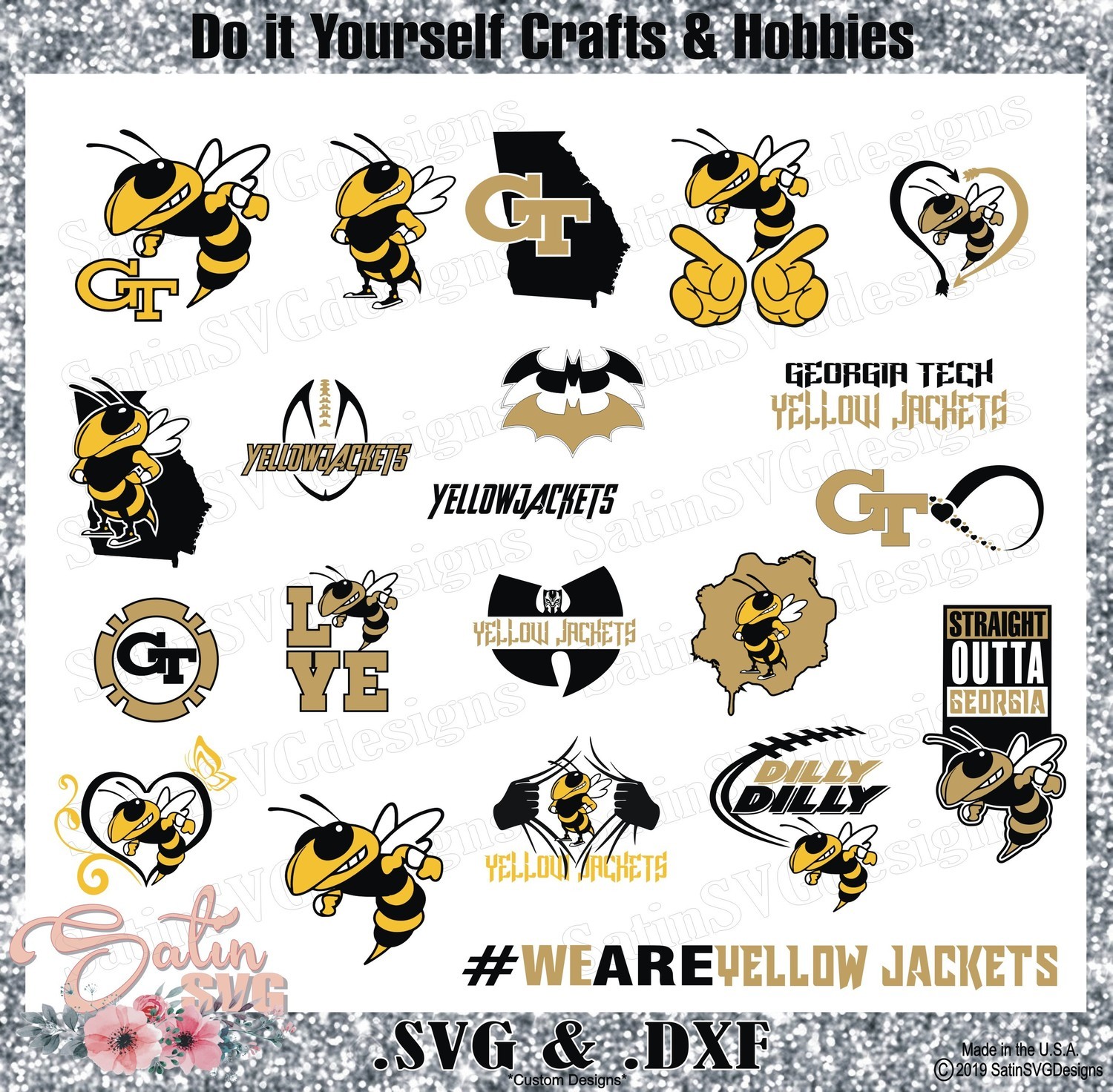 Download Georgia Tech Yellow Jackets Set College Design Svg Files Cricut Silhouette Studio Digital Cut Files