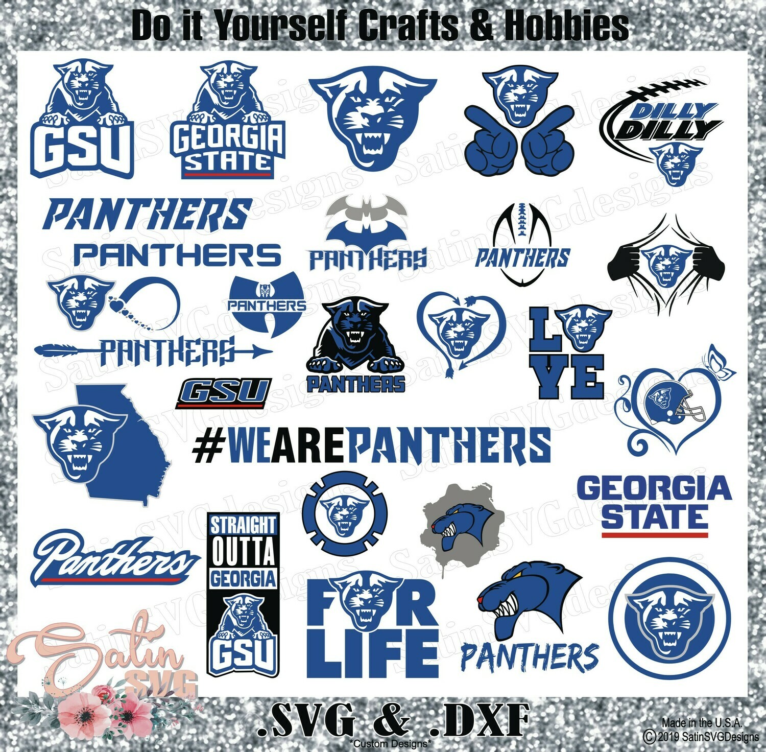 Georgia State Panthers SET Design SVG Files, Cricut, Silhouette Studio, Digital Cut Files