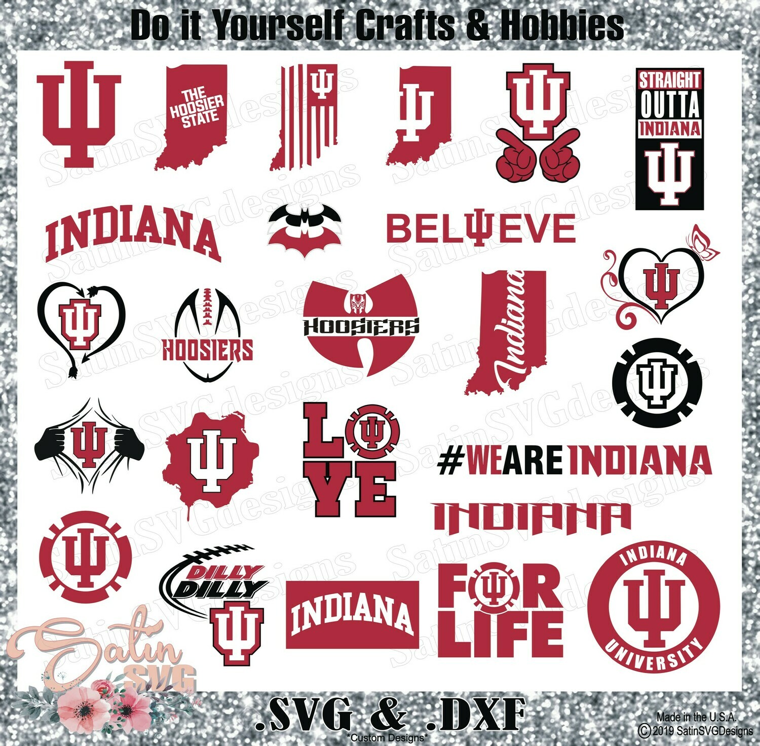 Download Indiana Hoosiers Set Design SVG Files, Cricut, Silhouette Studio, Digital Cut Files
