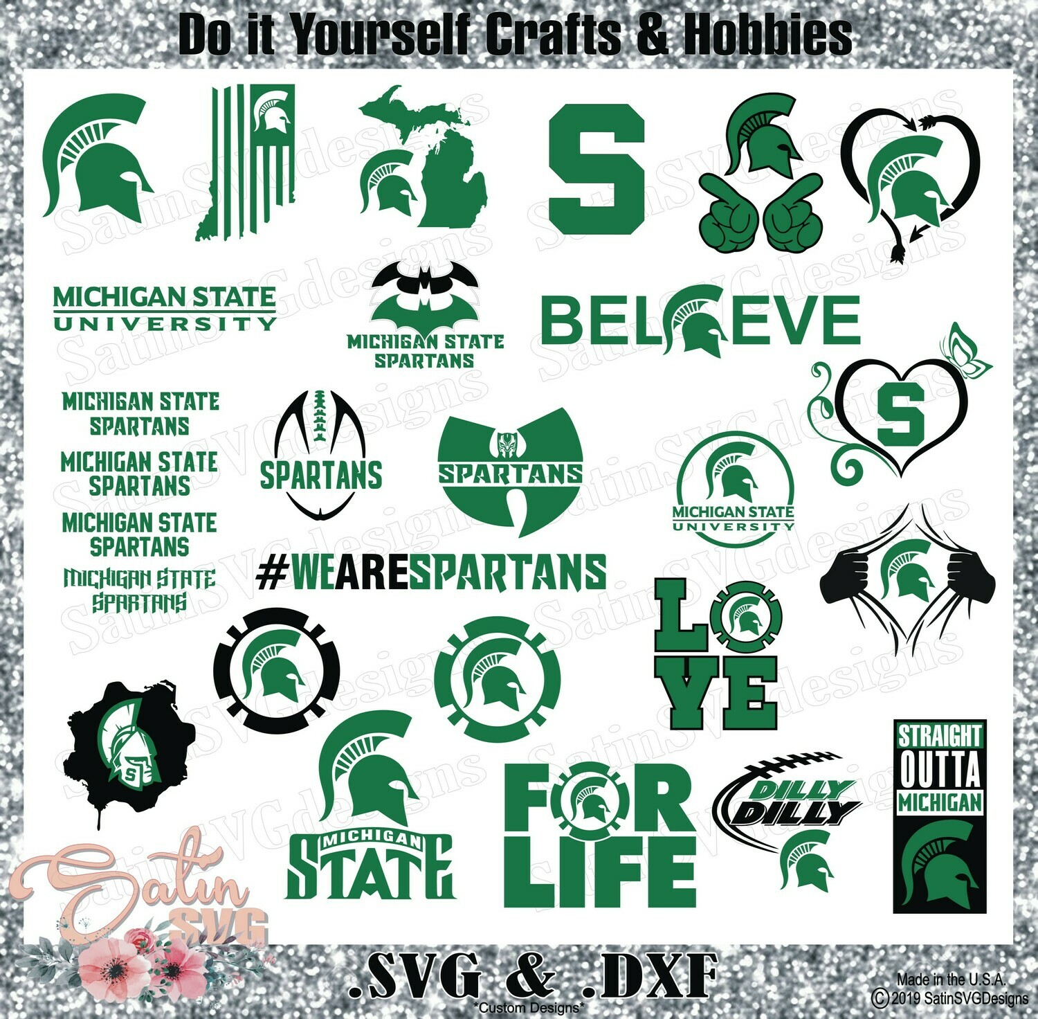 Michigan State Spartan Set Design Svg Files Cricut Silhouette Studio Digital Cut Files