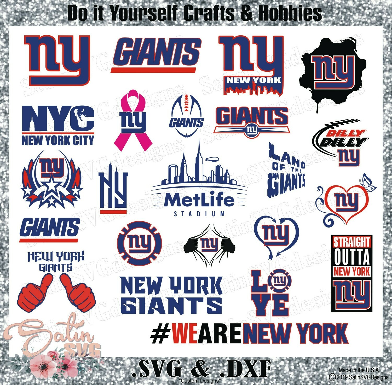 New York Giants Design Set SVG Files, NFL Football - Cricut, Silhouette Studio, Digital Cut Files