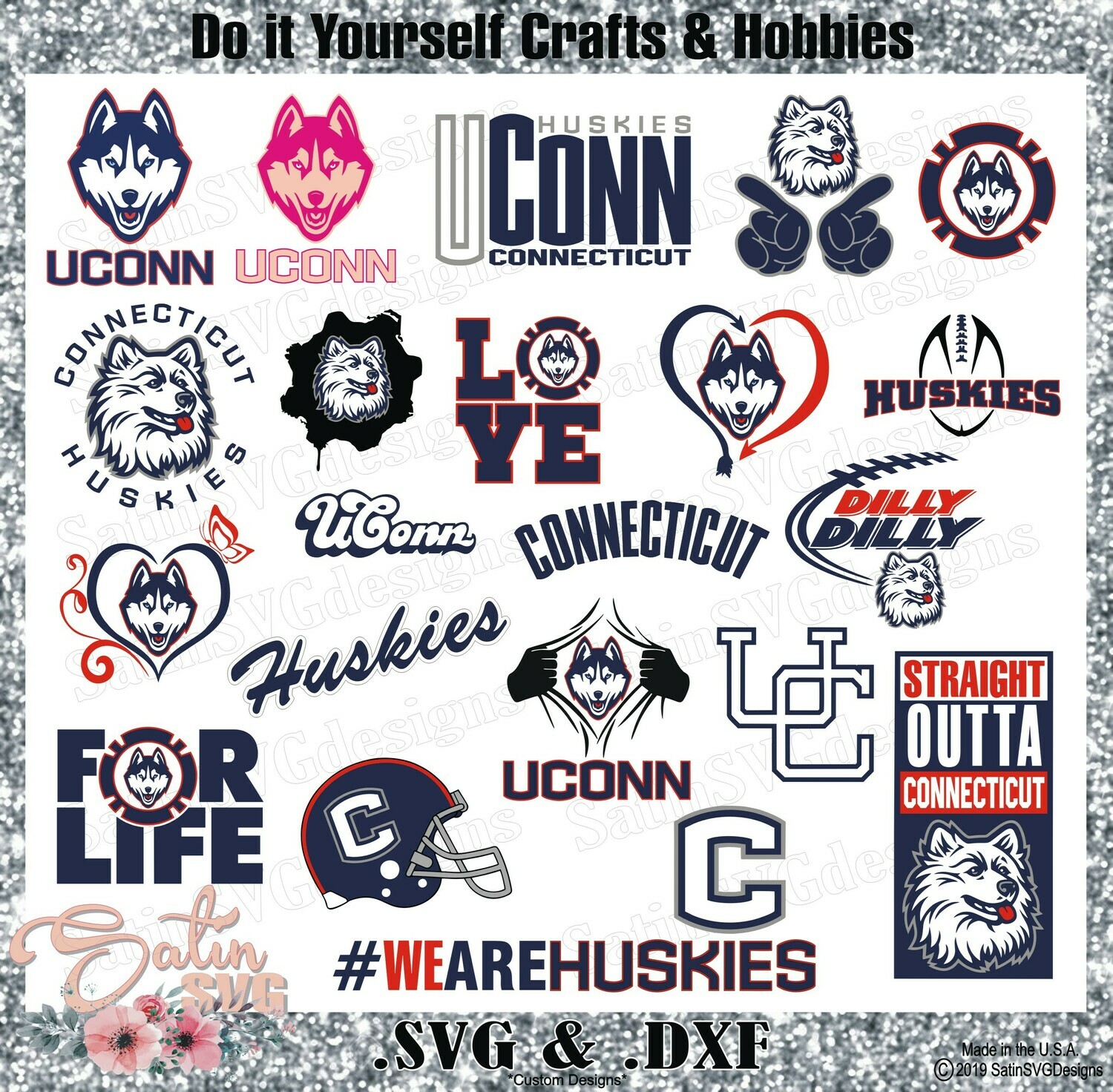 Download Uconn Huskies Set Design Svg Files Cricut Silhouette Studio Digital Cut Files