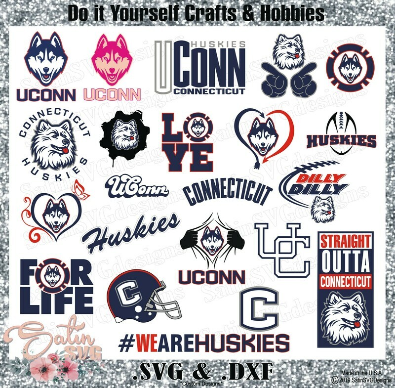 UConn Huskies Set Design SVG Files, Cricut, Silhouette Studio, Digital Cut Files