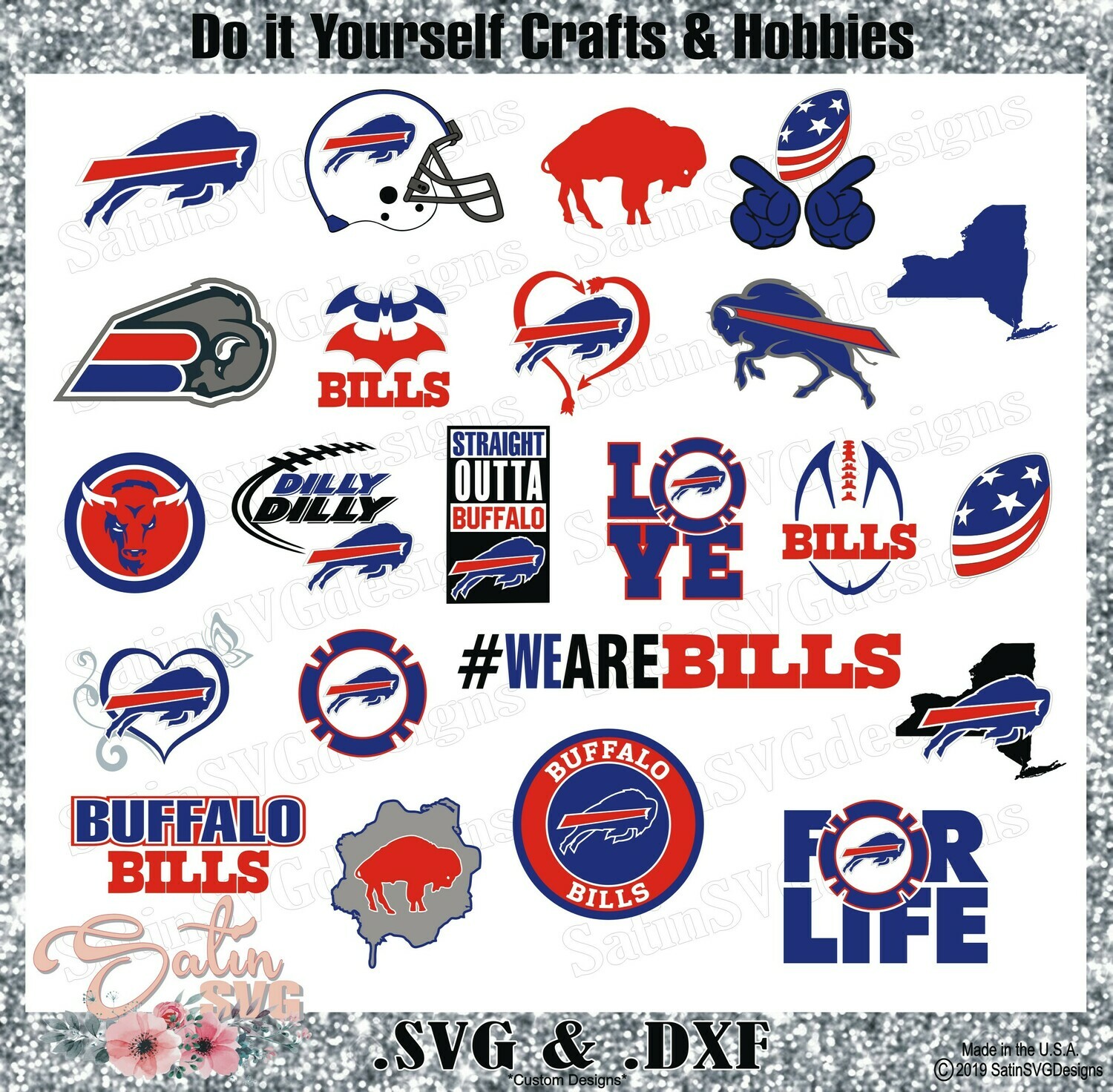 Buffalo Bills Set Upgraded Design SVG Files, Cricut, Silhouette Studio, Digital Cut Files