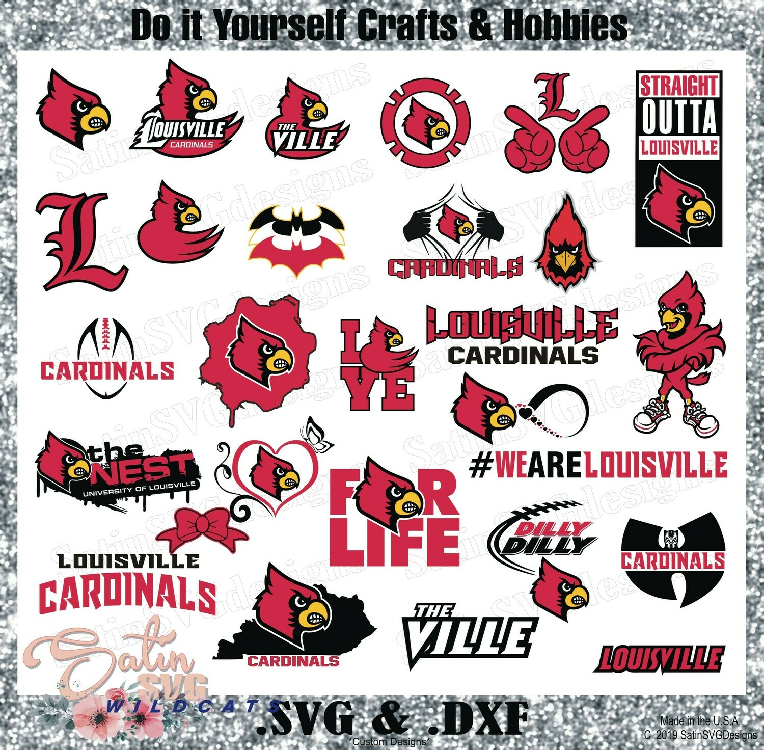 Louisville Cardinals Set New Design Svg Files Cricut Silhouette Studio Digital Cut Files