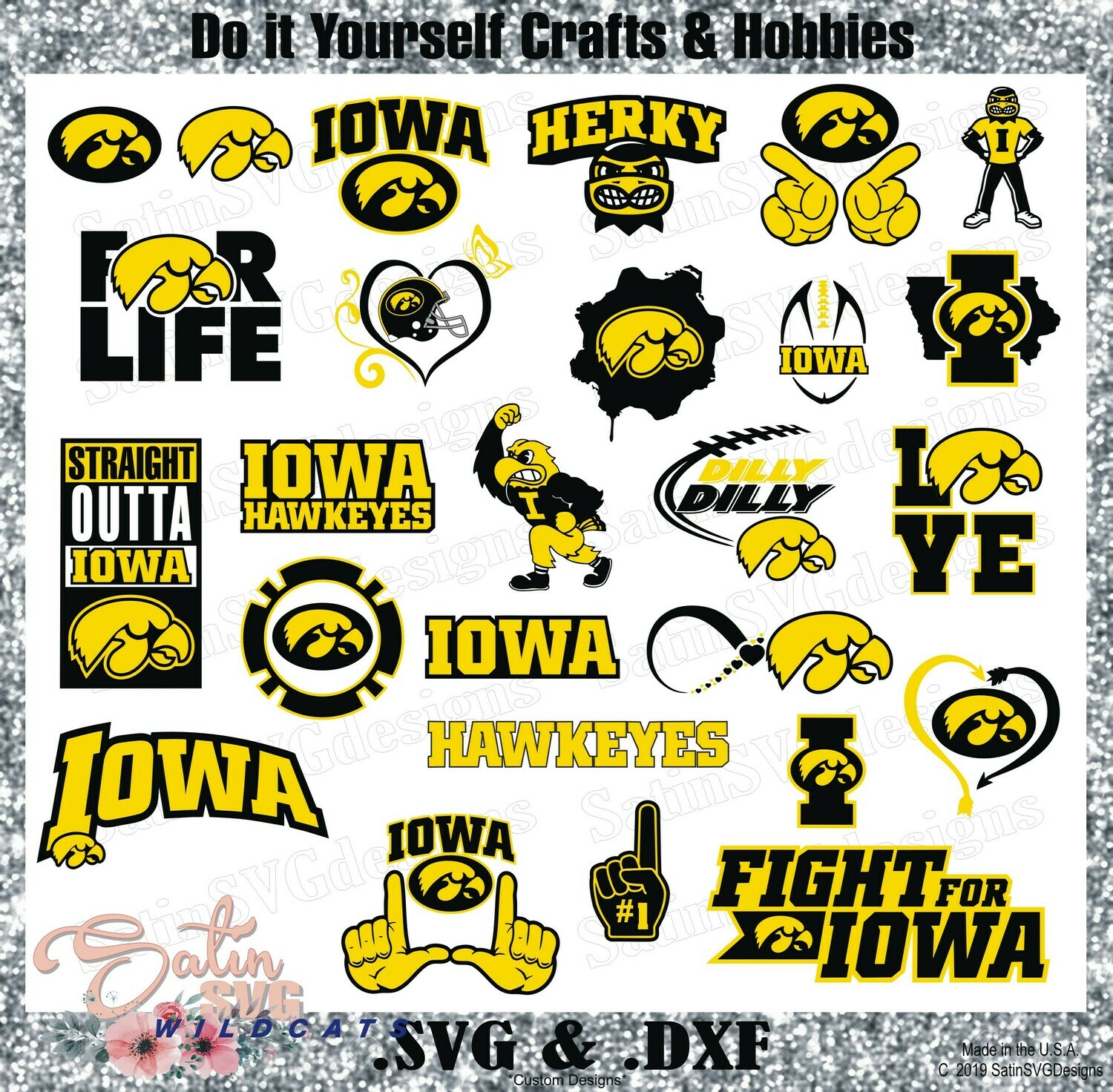 Iowa Hawkeyes Set NEW Design SVG Files, Cricut, Silhouette Studio, Digital Cut Files