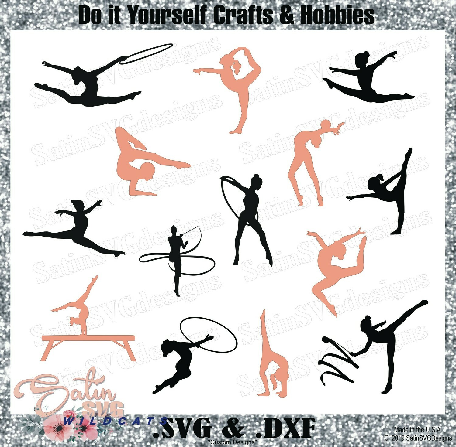 Gymnastic Females Set Design SVG Files, Cricut, Silhouette Studio, Digital Cut Files