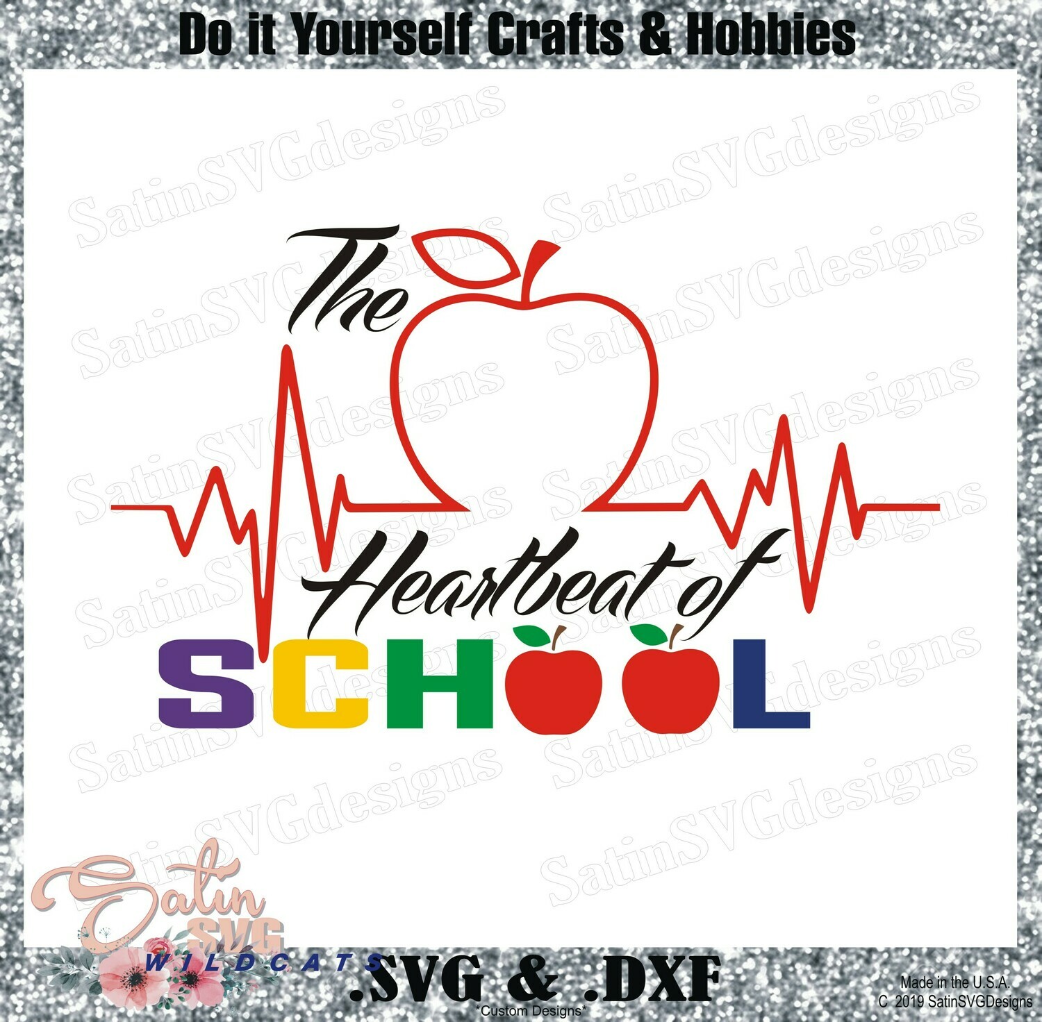 Heart Of School Design SVG Files, Cricut, Silhouette Studio, Digital Cut Files