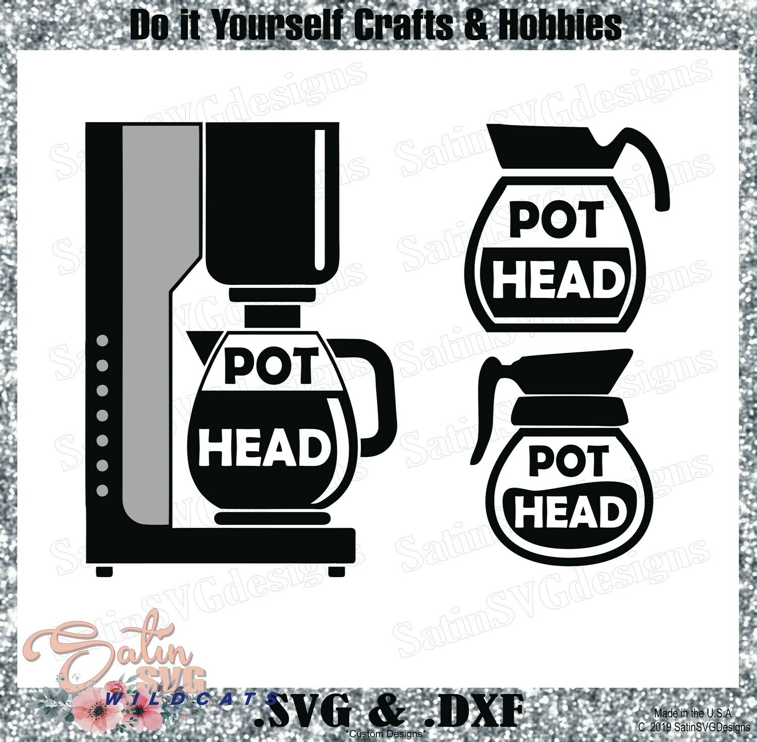 Coffee Pot Head Designs SVG Files, Cricut, Silhouette Studio, Digital Cut Files