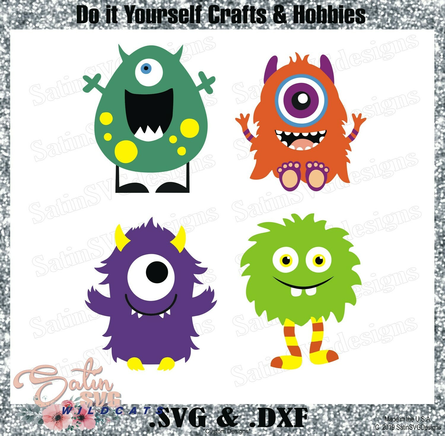 Lil Monsters Friends Set Designs SVG Files, Cricut, Silhouette Studio, Digital Cut Files