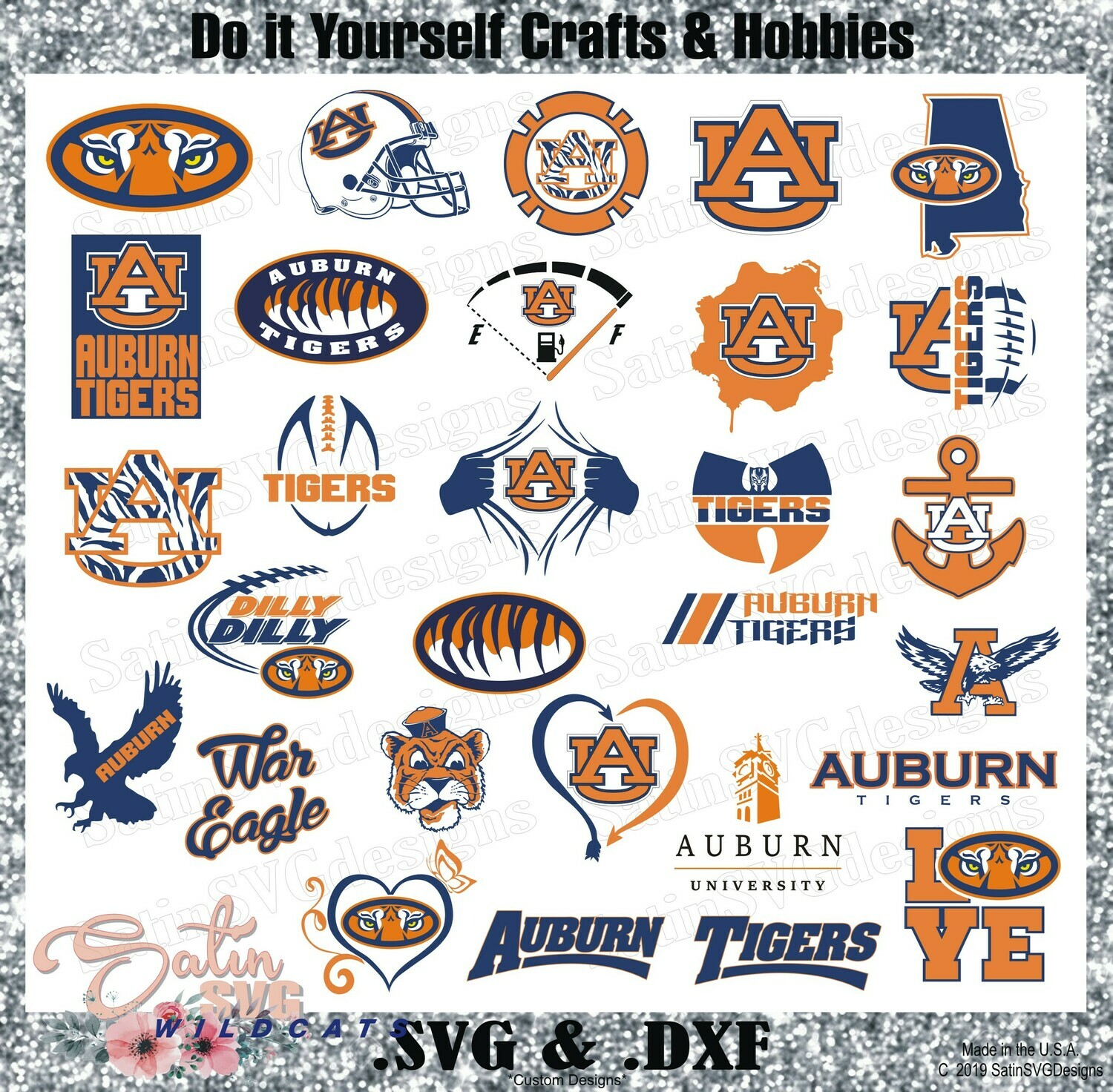 Auburn Tigers Design Set SVG Files, Cricut, Silhouette Studio, Digital Cut Files