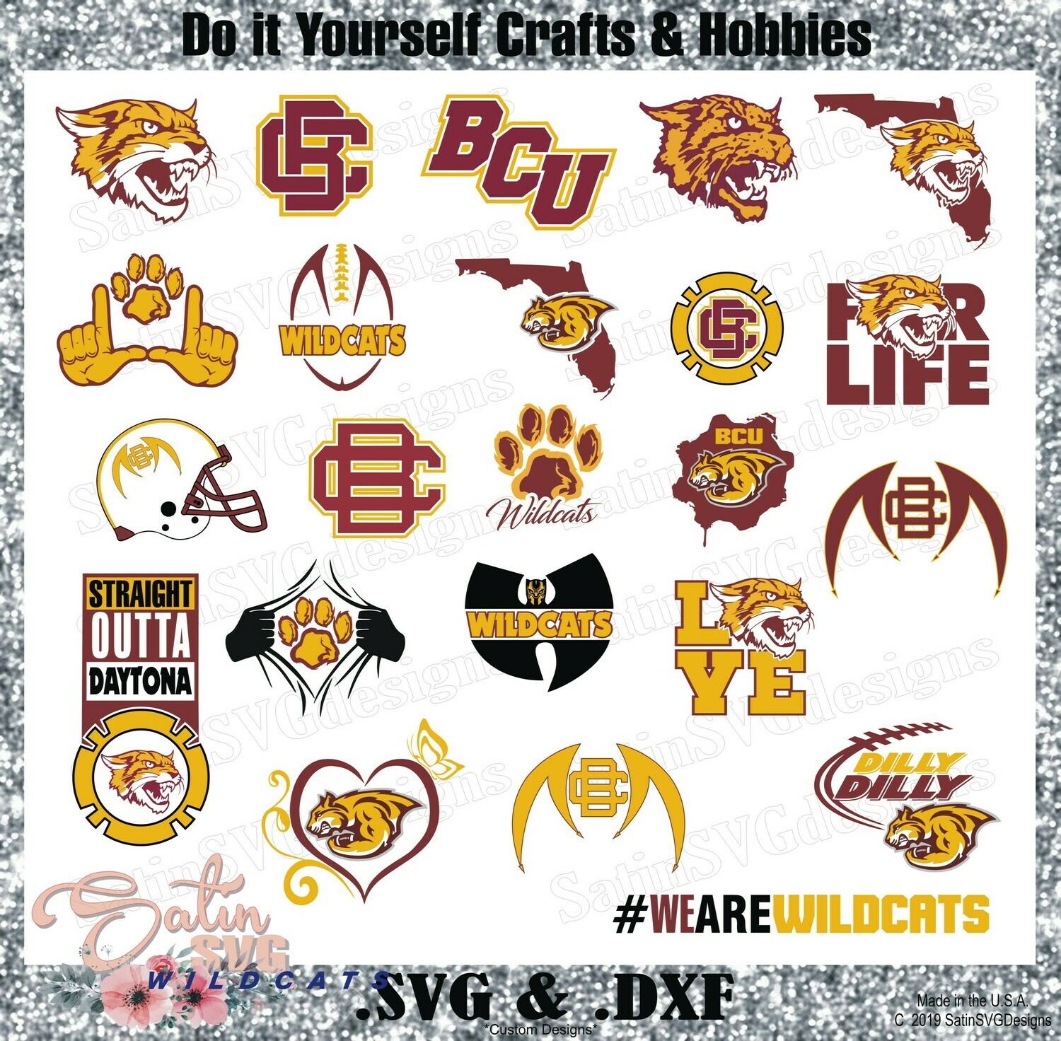 Bethune-Cookman Wildcats NEW Custom Design SVG Files, Cricut, Silhouette Studio, Digital Cut Files