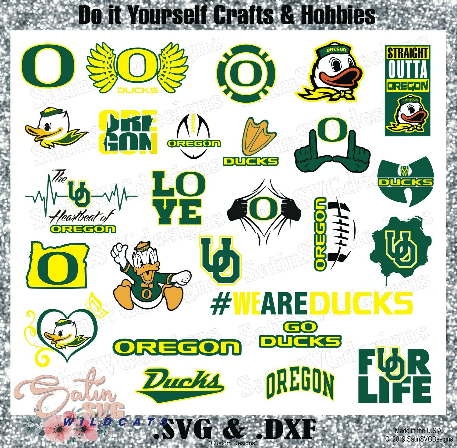 Oregon Ducks Football Custom University Designs. SVG Files, Cricut, Silhouette Studio, Digital Cut Files