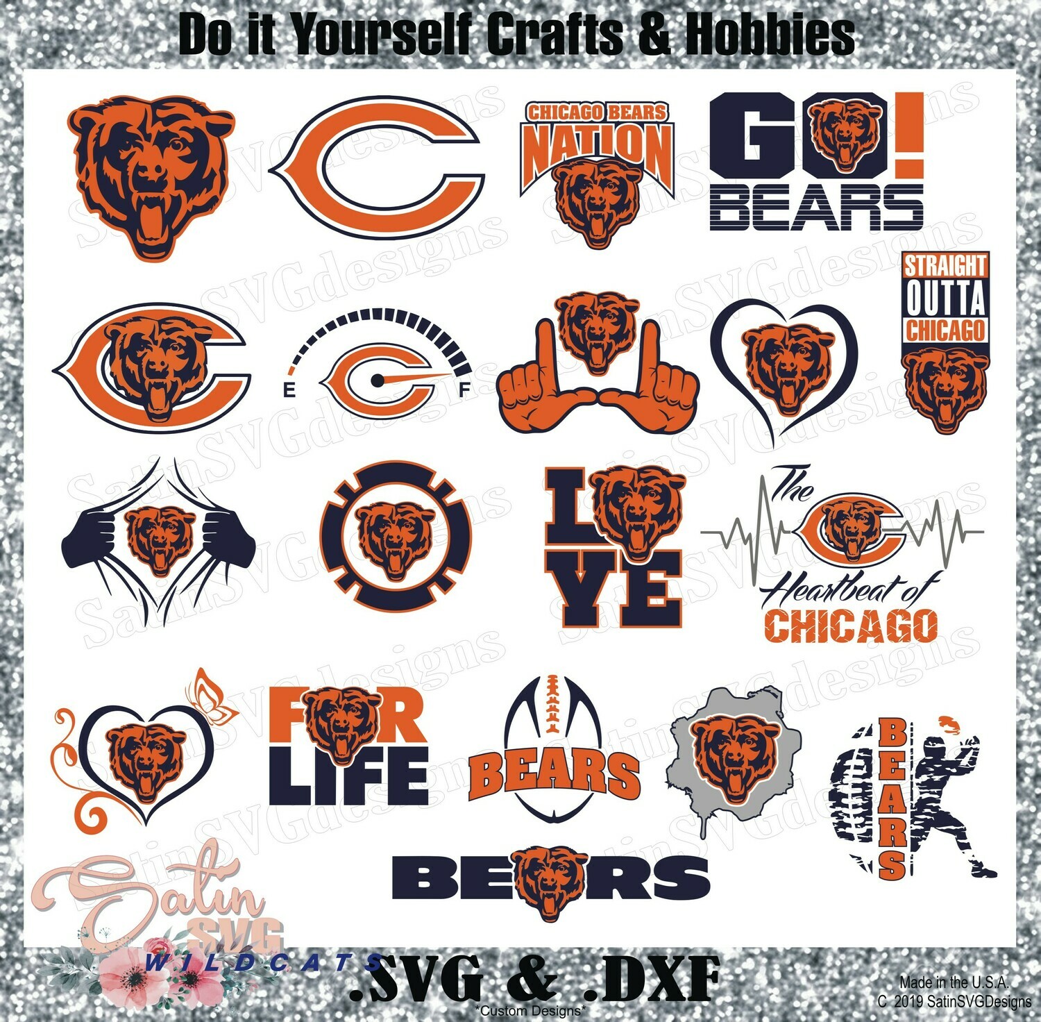 Download Chicago Bears Set Design Svg Files Cricut Silhouette Studio Digital Cut Files