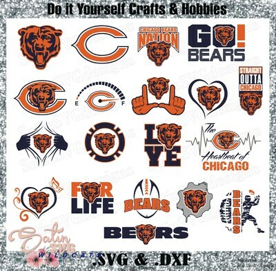 Chicago Bears Set Design SVG Files, Cricut, Silhouette Studio, Digital Cut Files