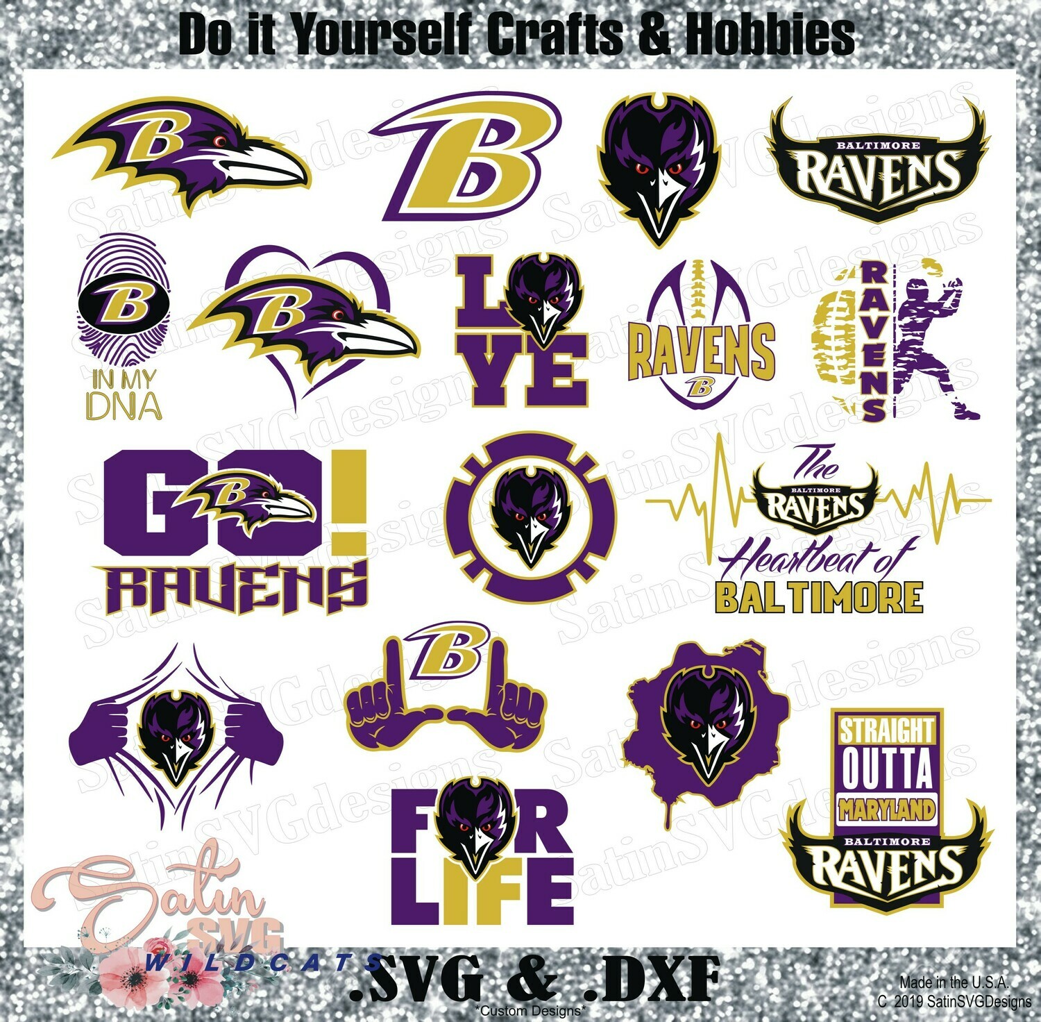 Baltimore Ravens Set Design Upgrade SVG Files, Cricut, Silhouette Studio, Digital Cut Files