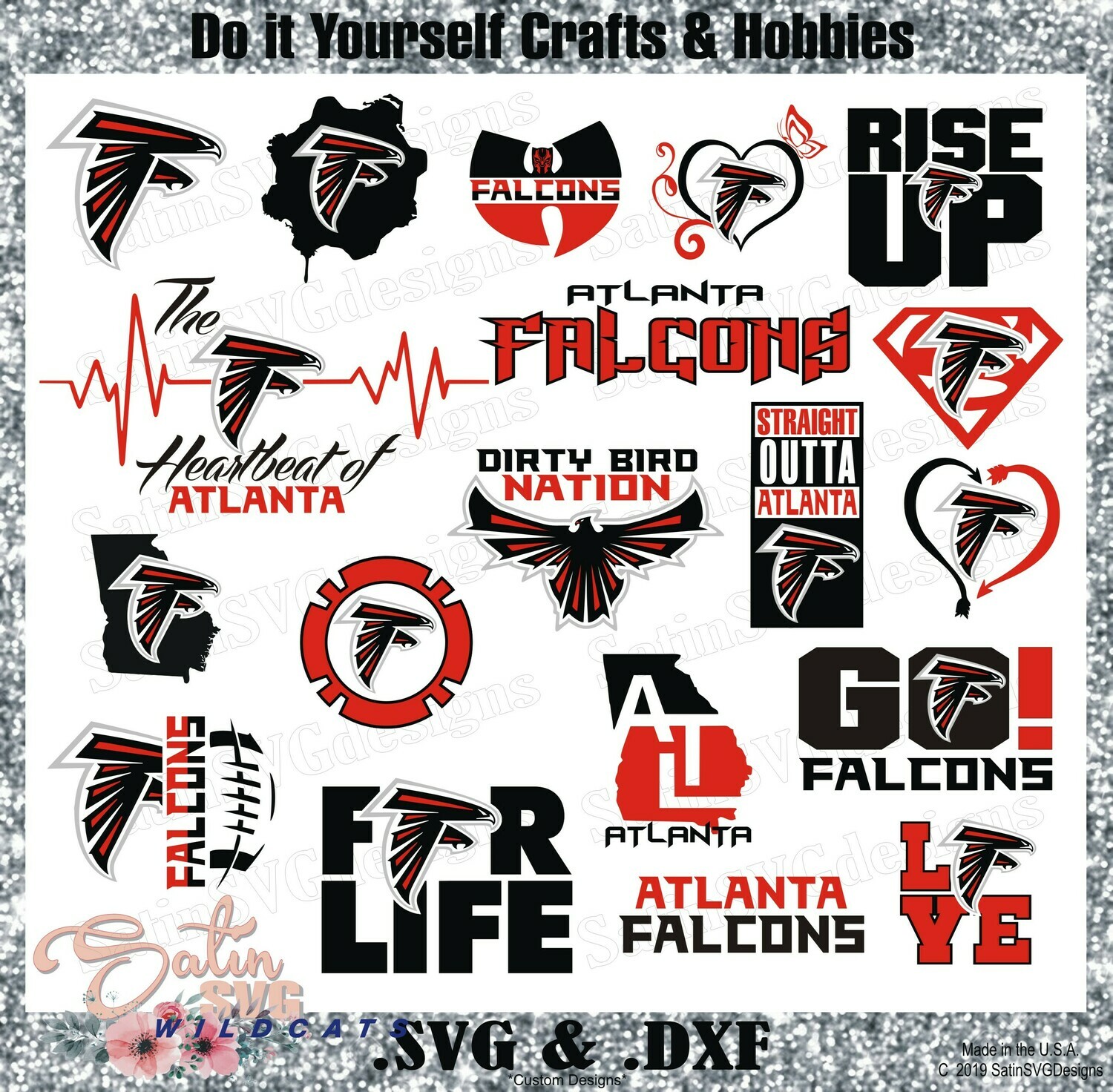 Atlanta Falcons Mega Bundle All 3 Sets New Custom Design Svg Files Cricut Silhouette Studio Digital Cut Files