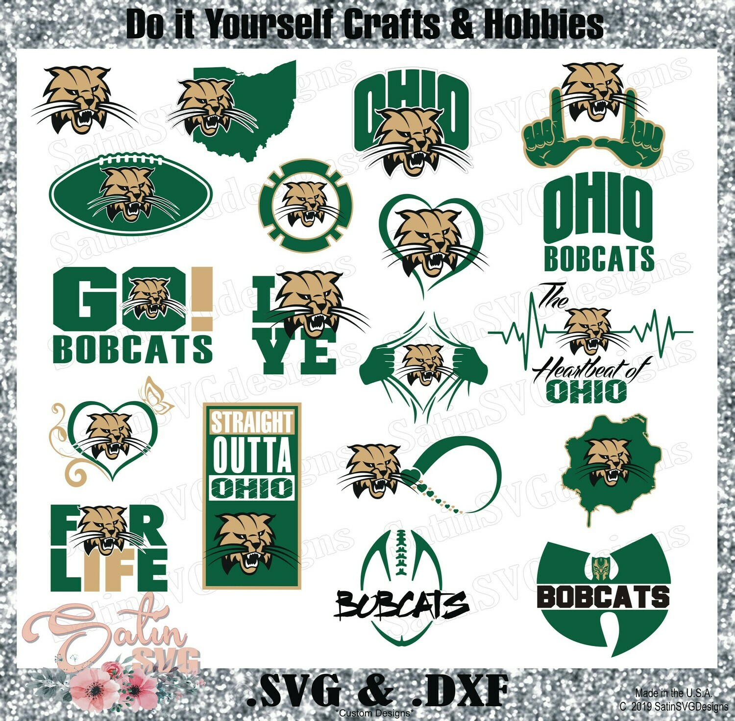 Ohio University Bobcats Set College Design SVG Files, Cricut, Silhouette Studio, Digital Cut Files