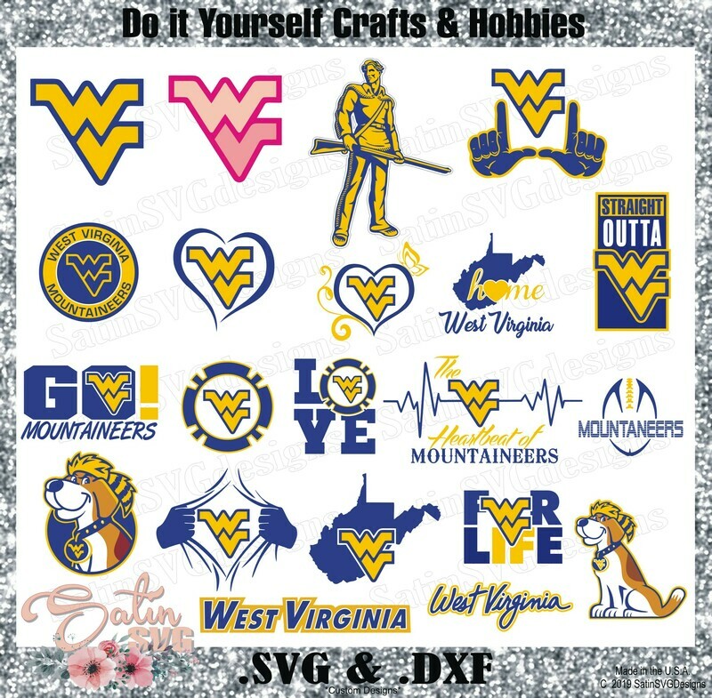 West Virginia Mountaineers Set Design SVG Files, Cricut, Silhouette Studio, Digital Cut Files