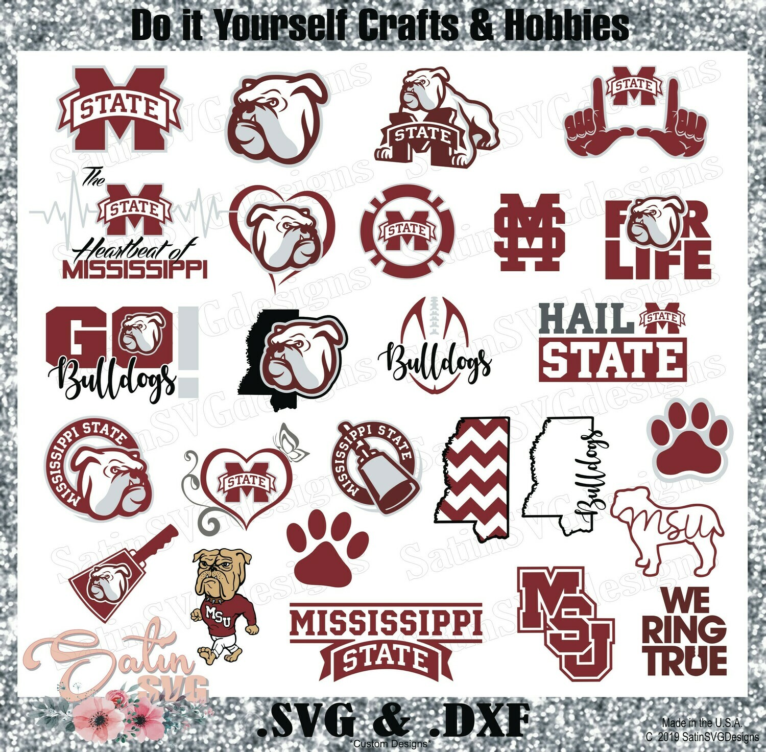 Mississippi State Bulldogs New Custom Central Florida University Designs Svg Files Cricut Silhouette Studio Digital Cut Files Infusible Ink